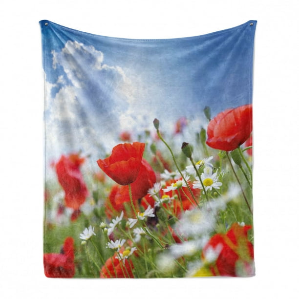 Field Flowers Meadow Vintage Flannel Blanket,Soft Bedding Fleece Throw Couch Cover Decorative Blanket for Home Bed Sofa & Dorm 60x50 